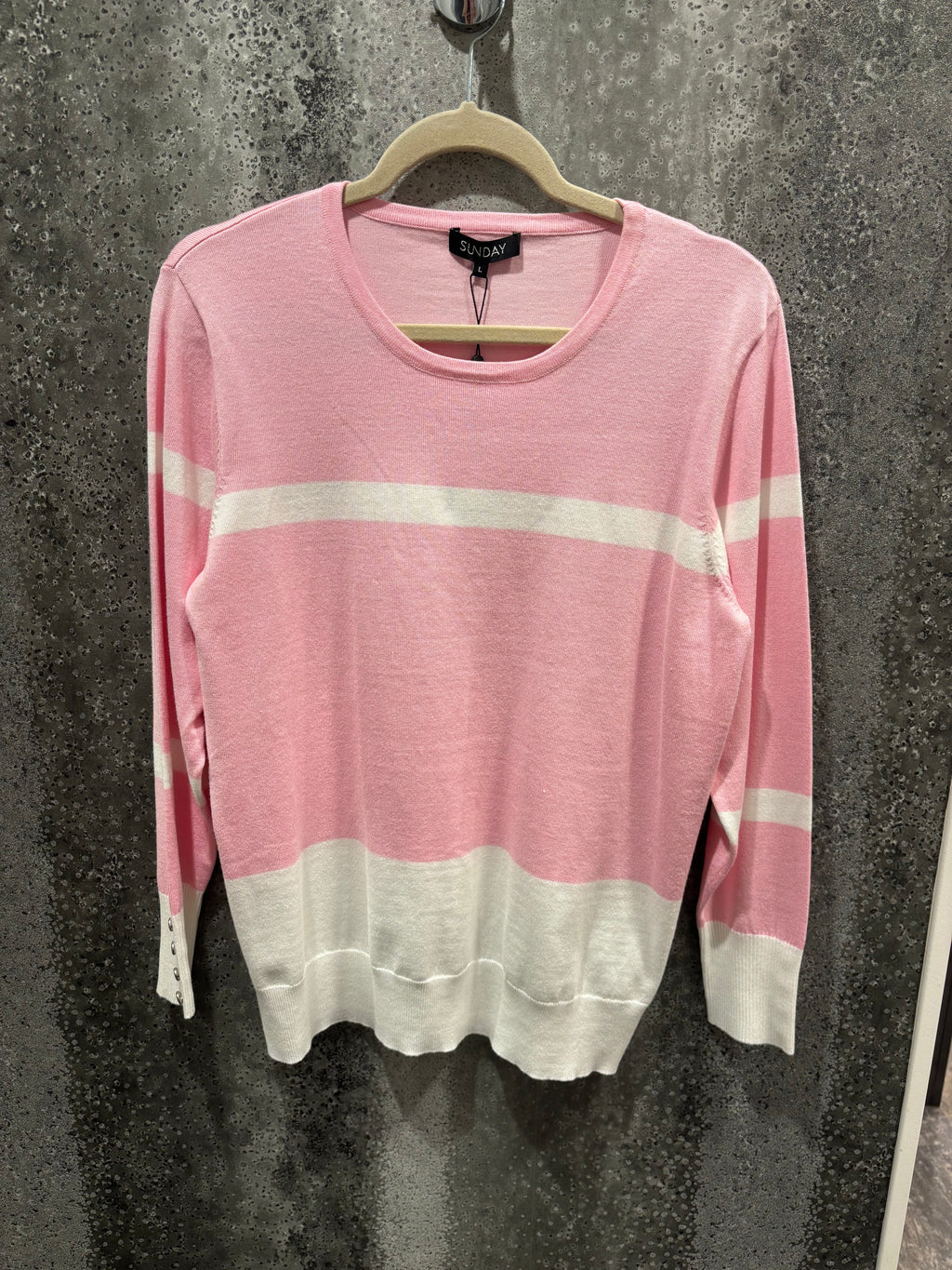 Sunday baby pink and white detail jumper
