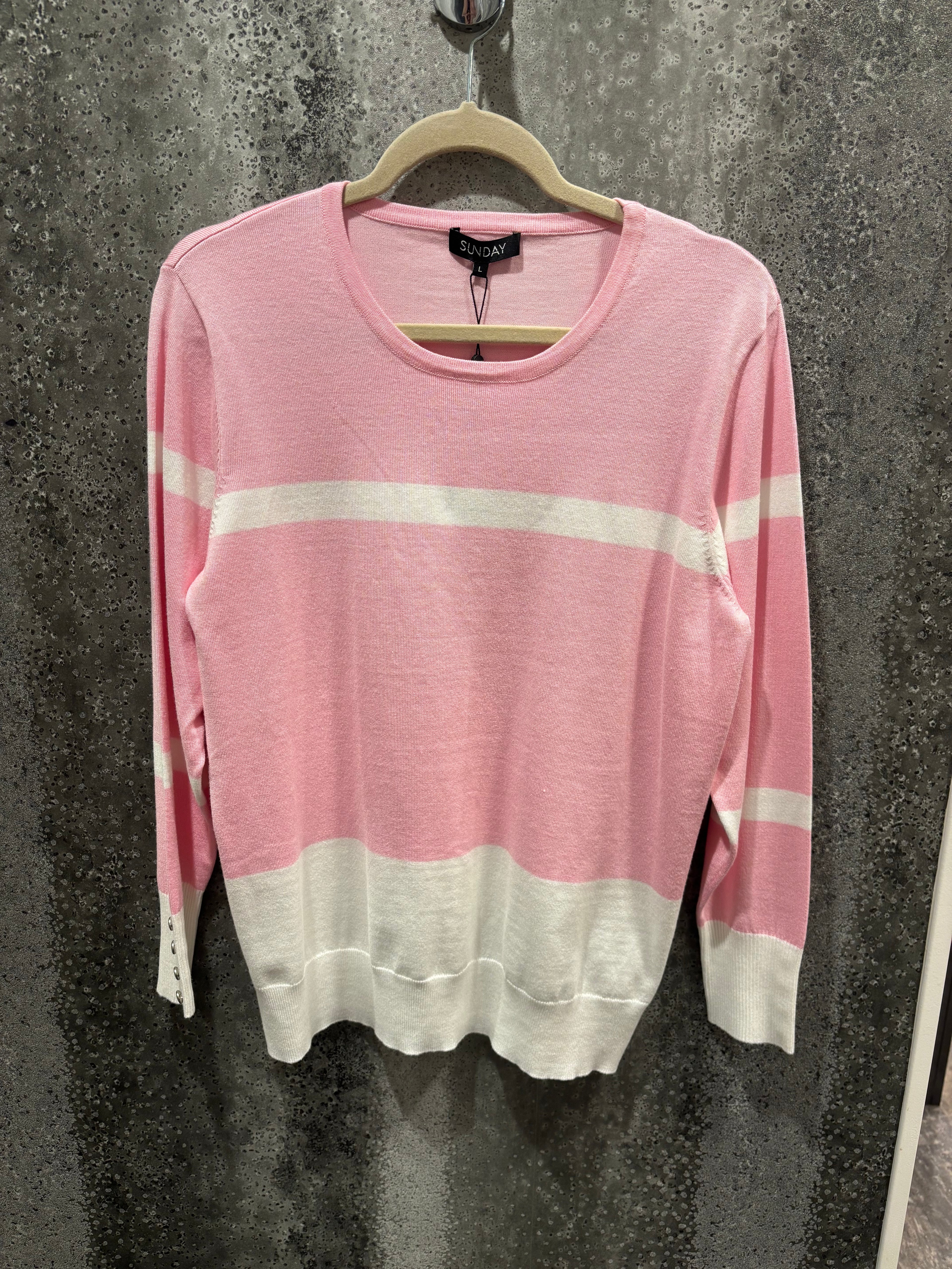 Sunday baby pink and white detail jumper